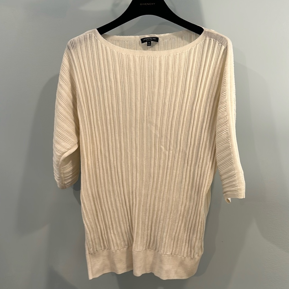 Lafayette 148 - off-white short sleeve top. Size M